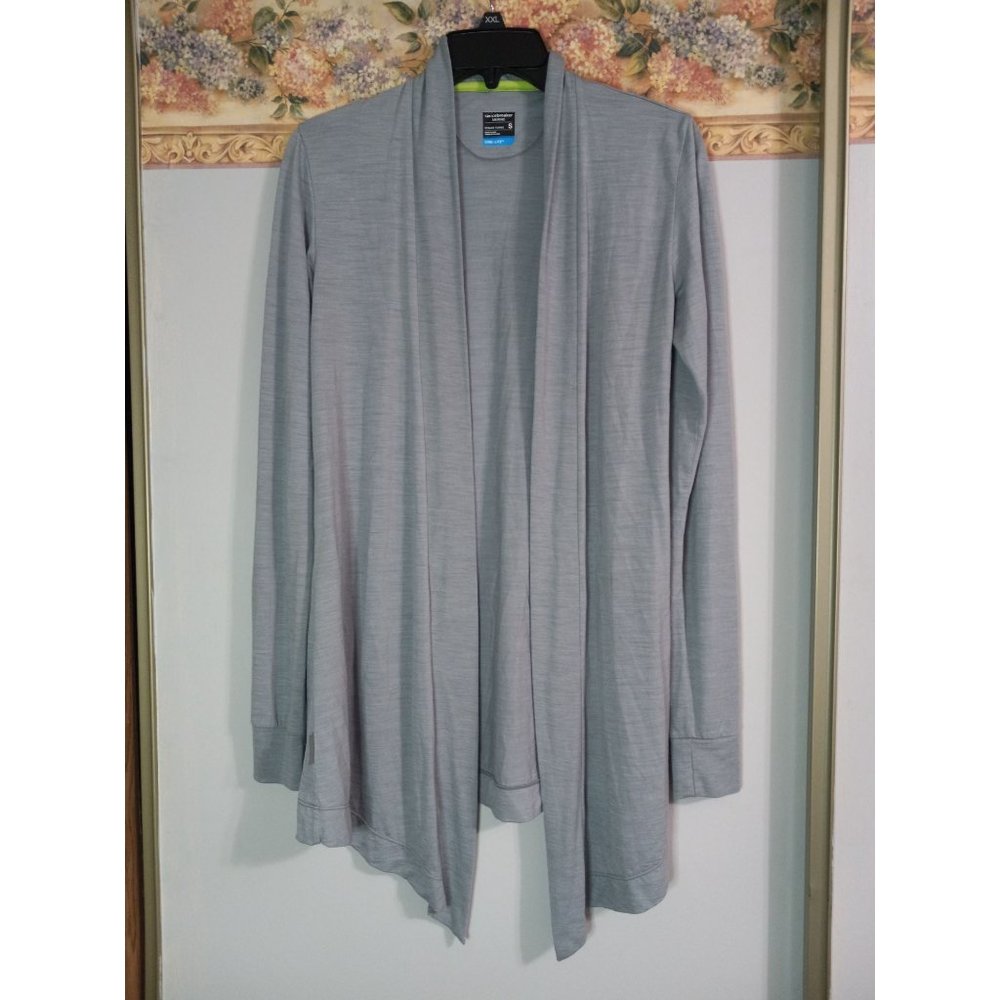 Icebreaker Small Grey Cool-Lite Merino Sphere Lightweight Open Cardigan